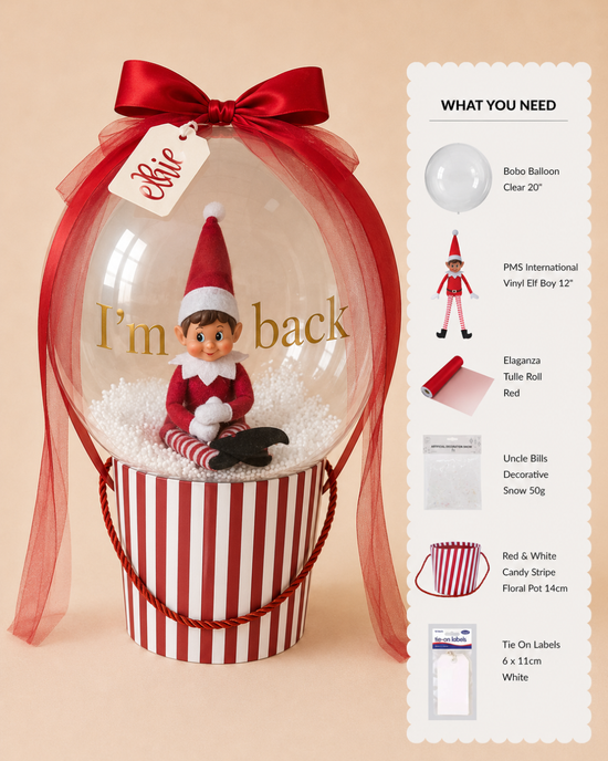 Red & White Candy Stripe Floral Pot 14cm