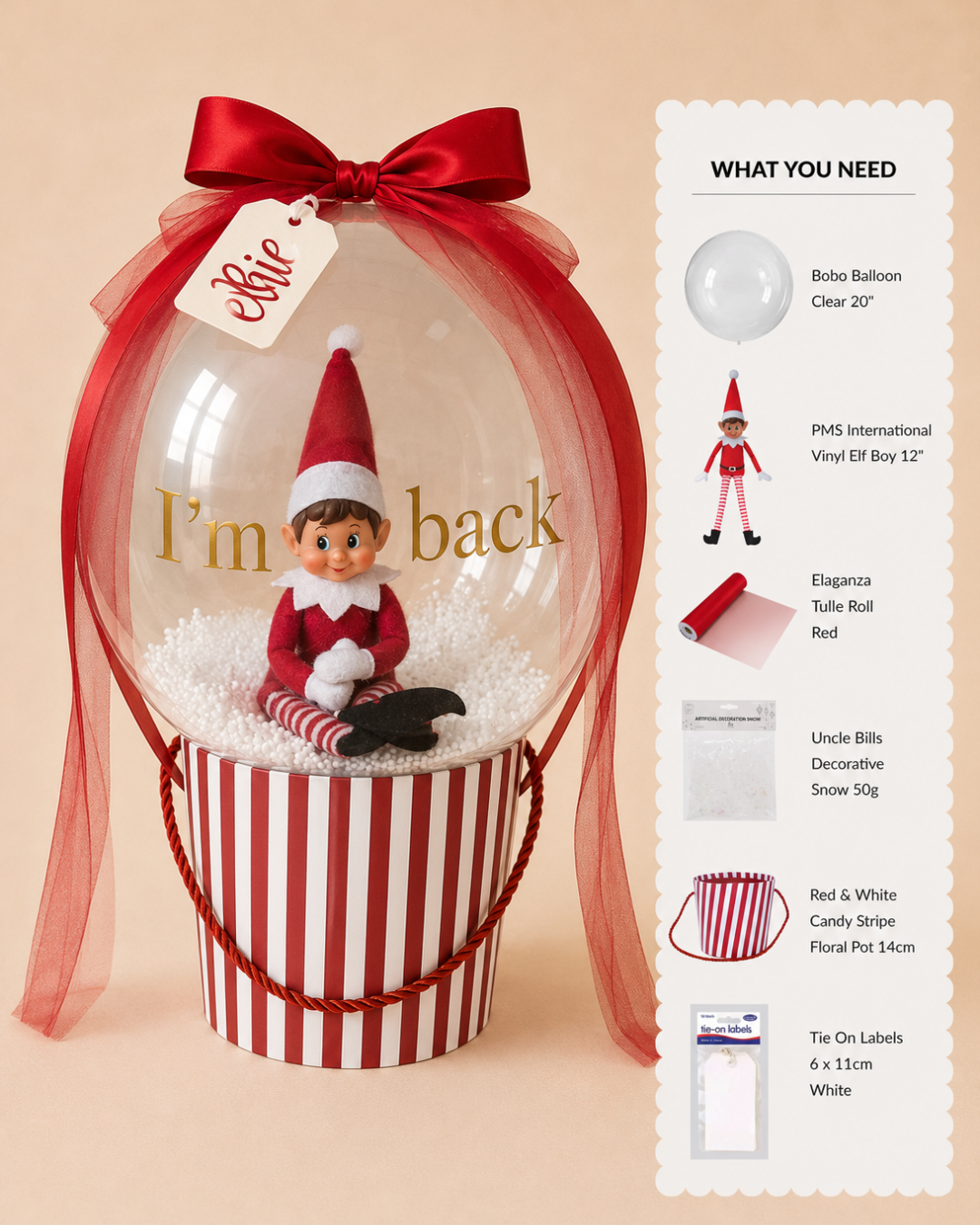 Red & White Candy Stripe Floral Pot 14cm