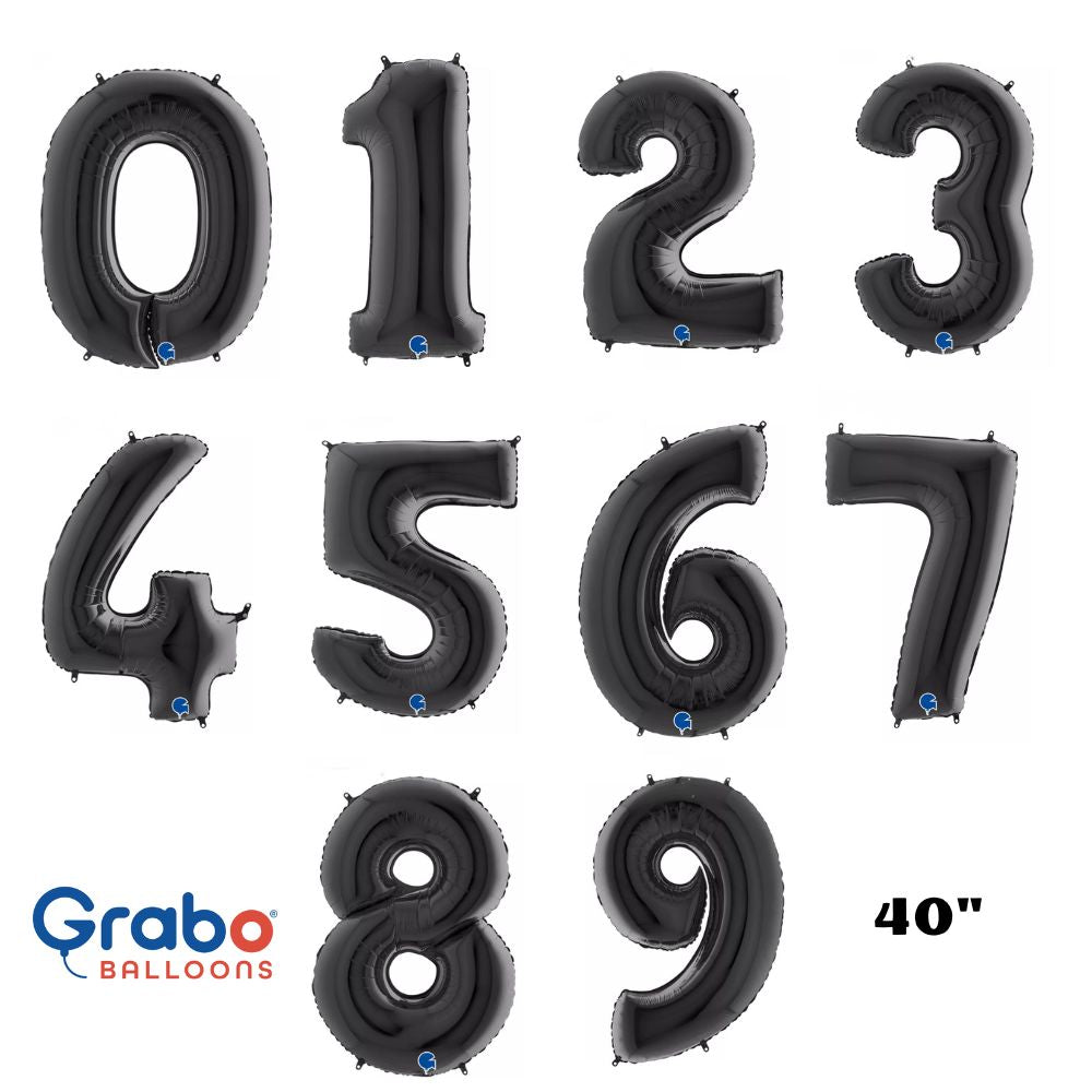 Grabo Foil Balloon Black 40" Numbers 0 - 9