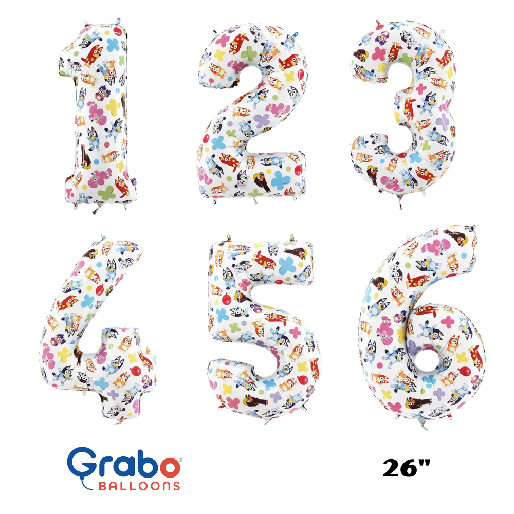 Grabo Foil Balloon Bluey 26" Numbers 1 - 6
