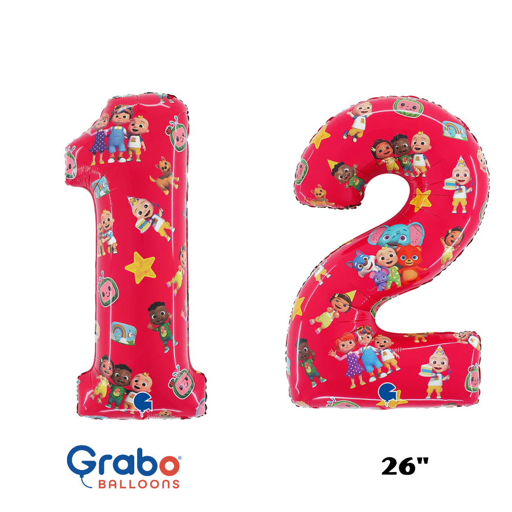 Grabo Foil Balloon Cocomelon Numbers 1 - 2