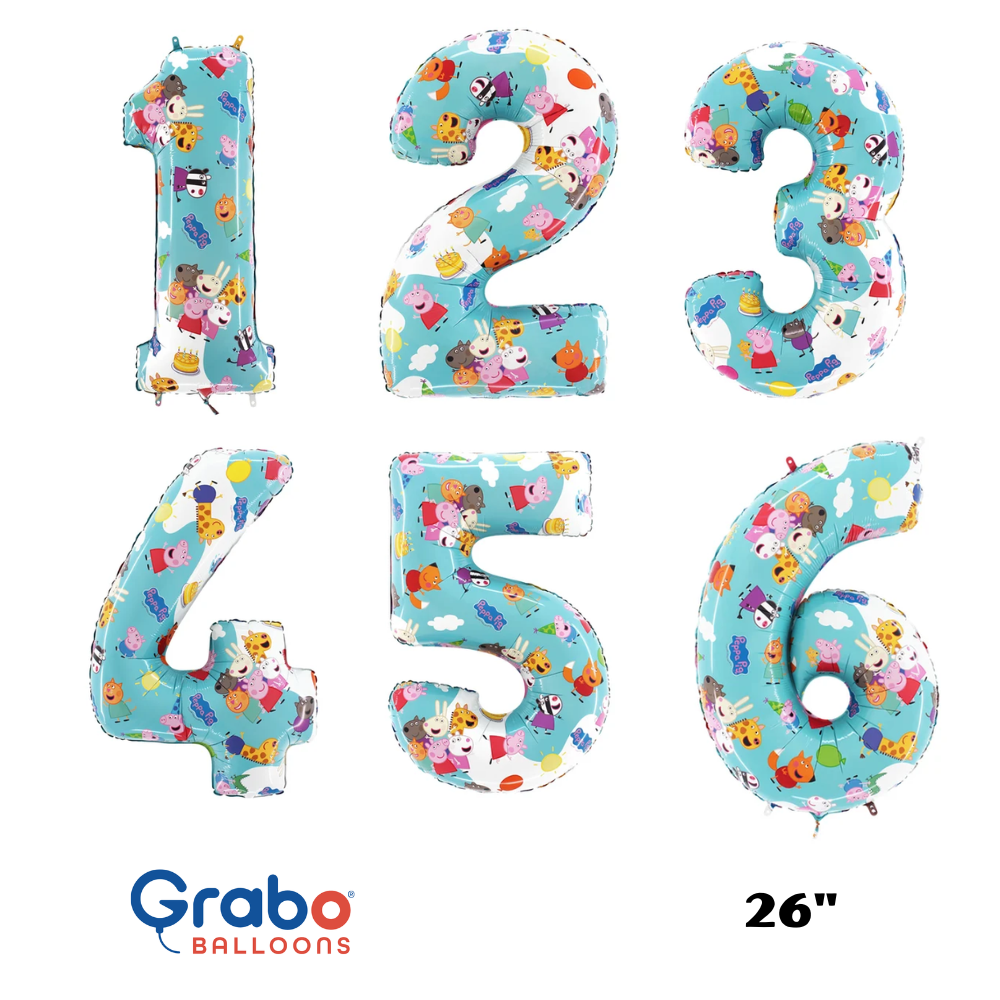 Grabo Foil Balloon Peppa Pig 26" Numbers 1 - 6