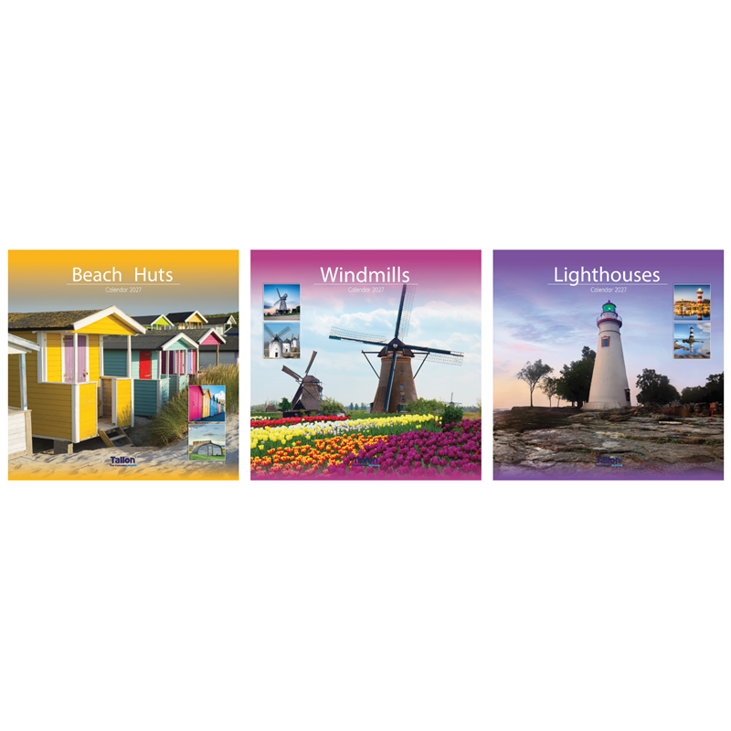 Calendar Square Beach Hut & Light House 2027 12pk