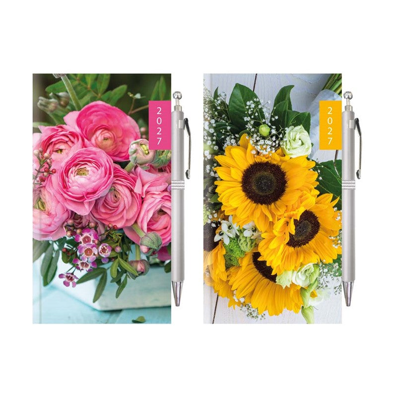 Diary Slim WTV W/Pen Floral Photo 2027 12pk