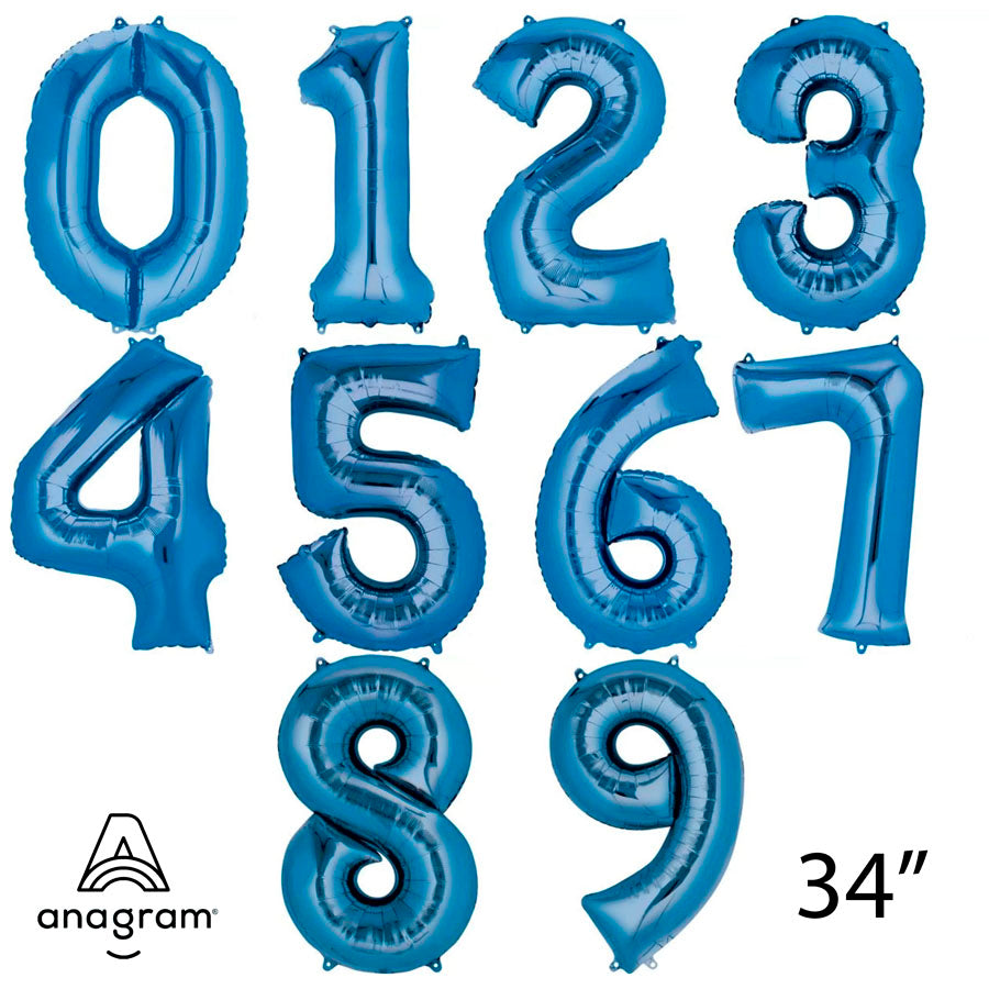 Anagram Foil Balloon Blue 34" Numbers 0 - 9