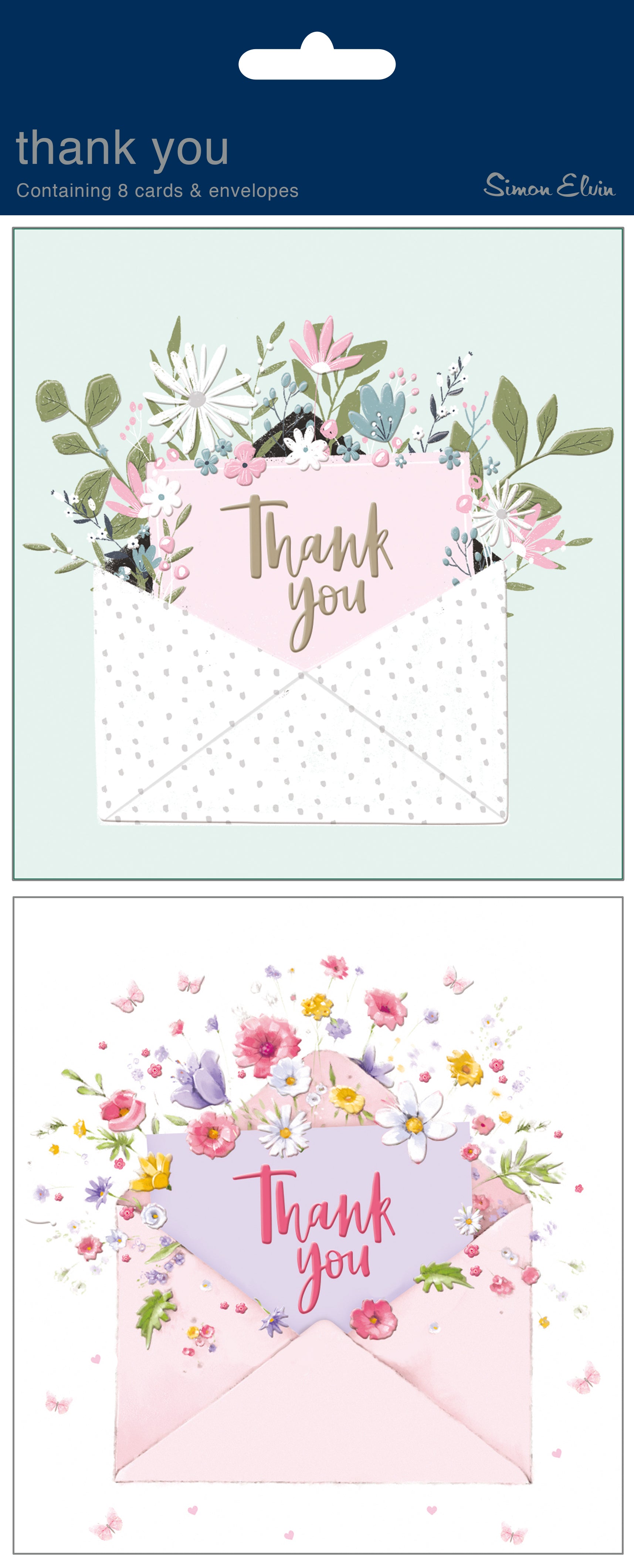 Simon Elvin Thank You Card Twin Pack Floral 6pk
