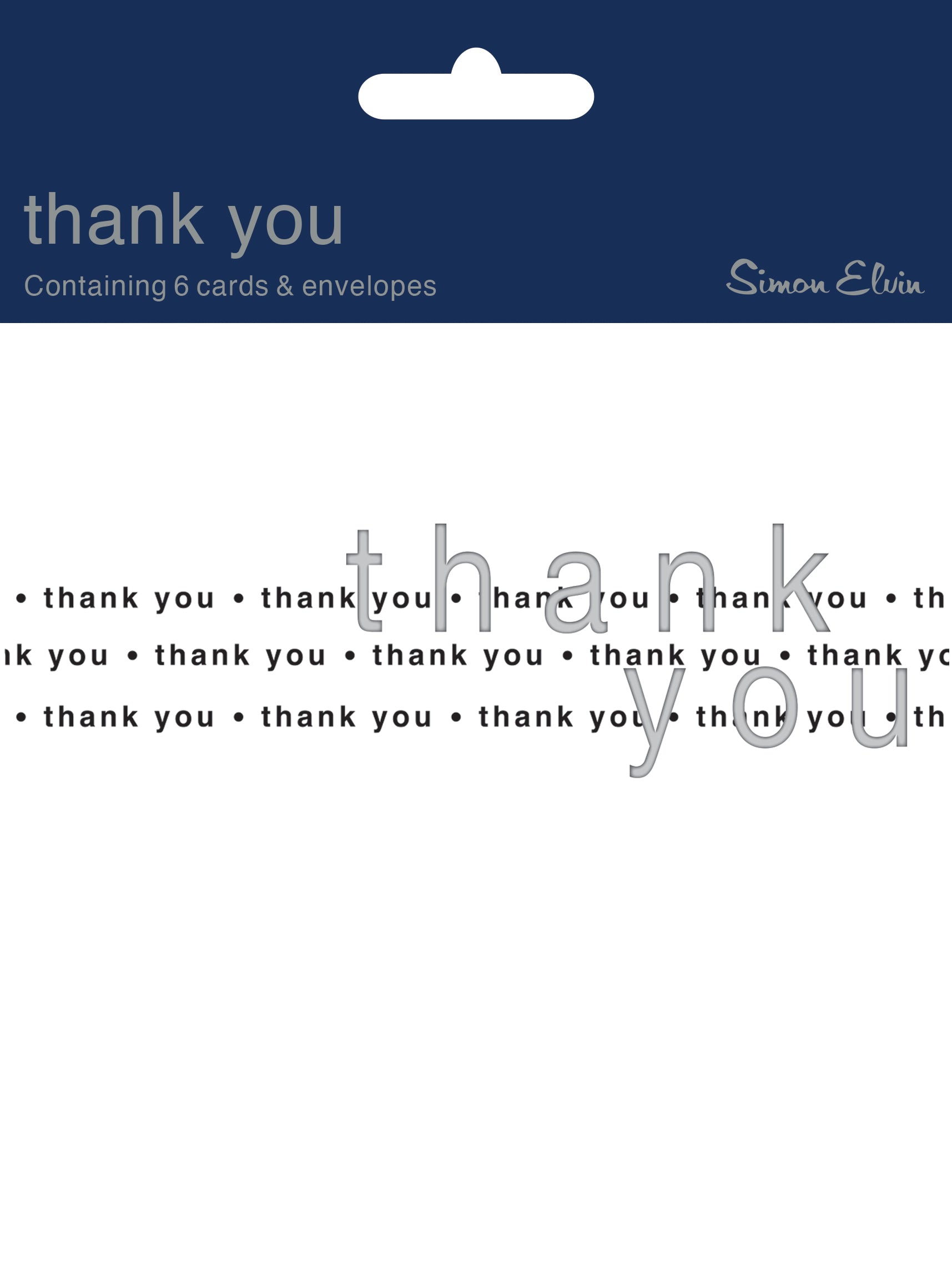 Simon Elvin Thank You Card Text 6pk