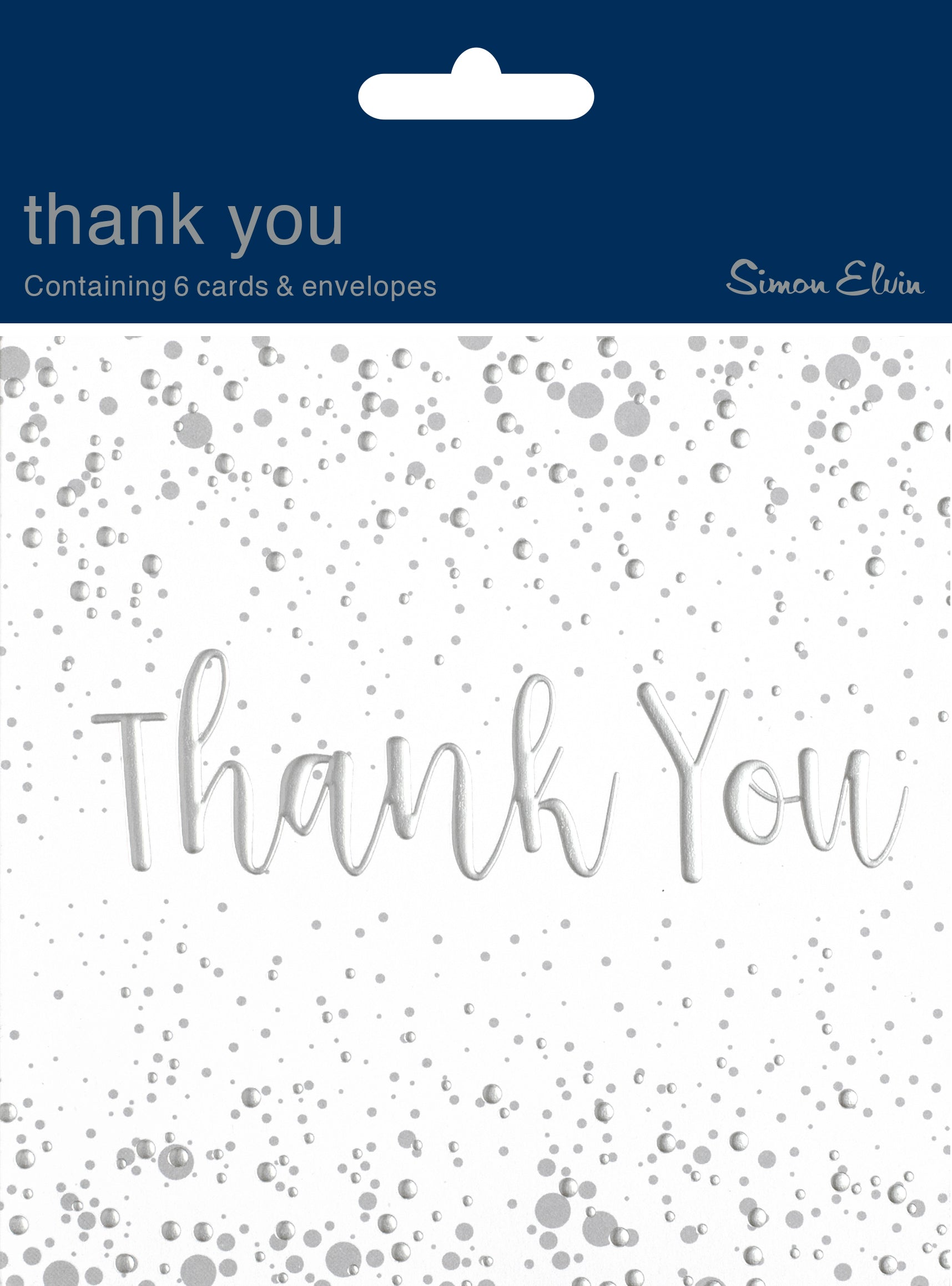 Simon Elvin Thank You Card Silver/White 6pk