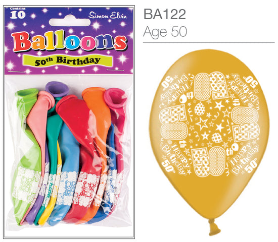 Age 50 Latex Balloons 9" 10pk