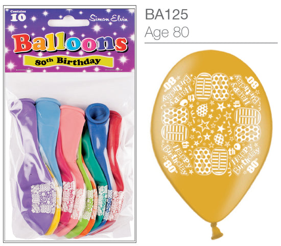 Age 80 Latex Balloons 9 " 10pk
