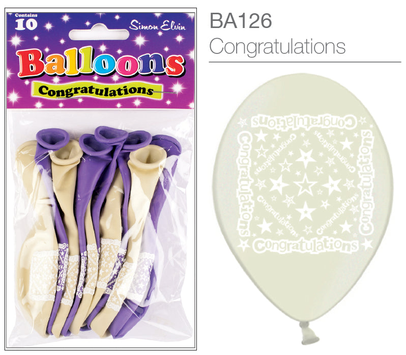Congratulations 9" Latex Balloons 10pk