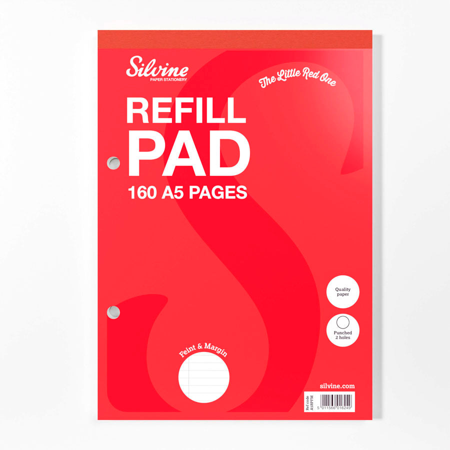 Refill Pad A5 Feint Margin 160 Pages 6pk