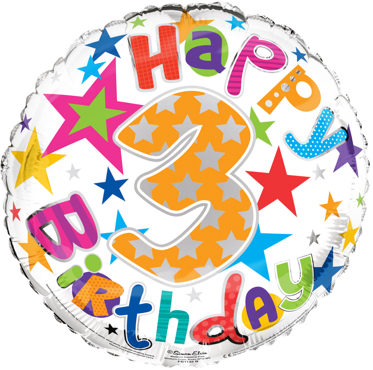 Age 3 Happy Birthday 18" Foil Balloon