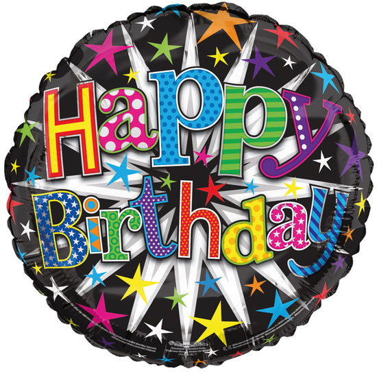 Happy Birthday 18" Star Burst Foil Balloon