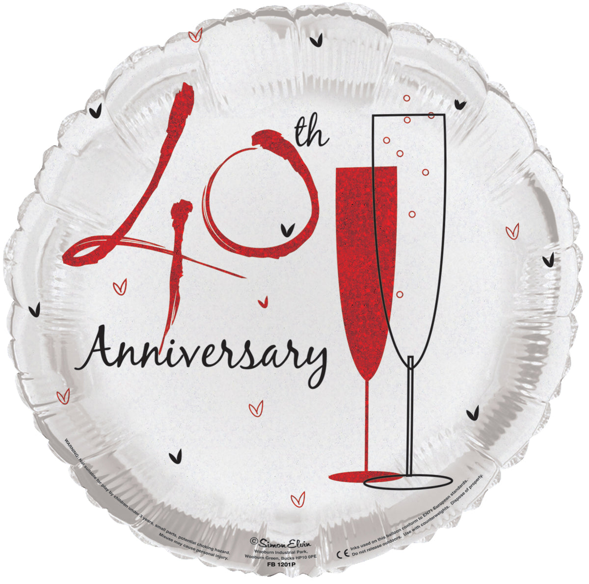 Ruby Wedding Anniversary Round 18" Foil Balloon