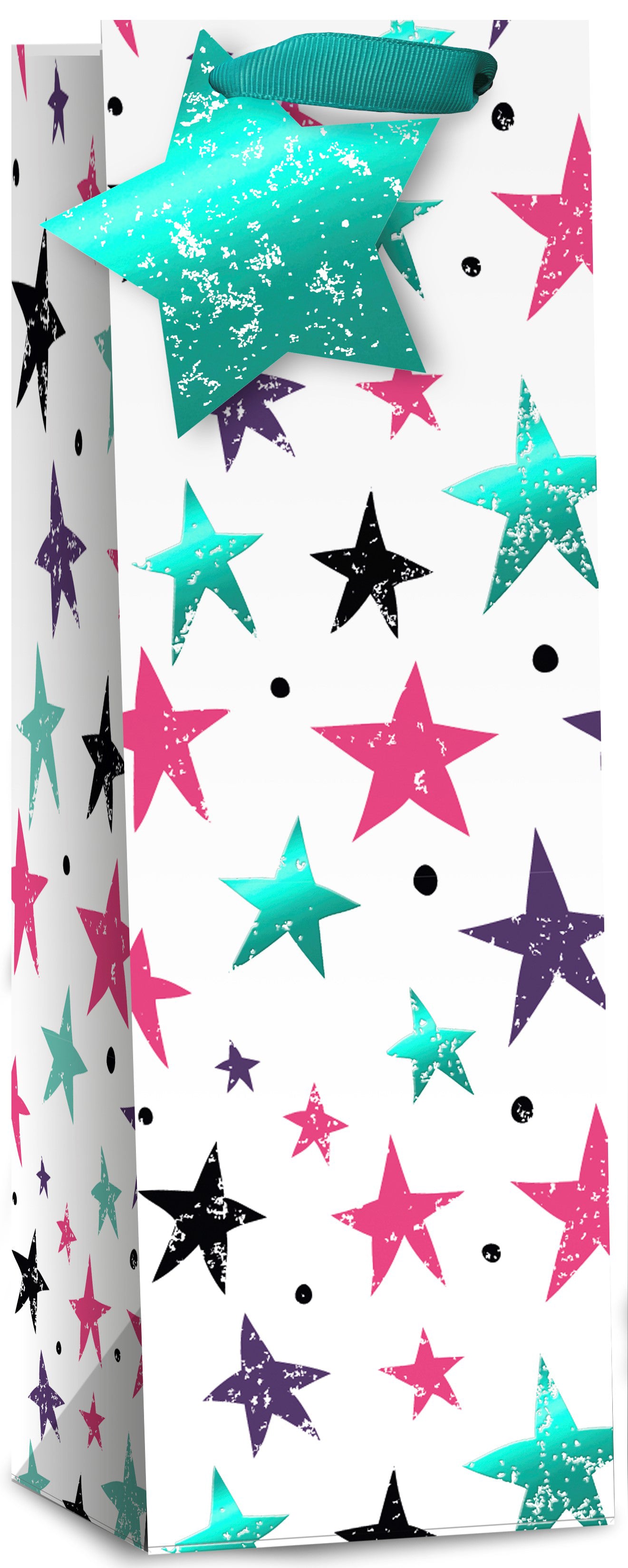 Simon Elvin Gift Bag Teal Stars Bottle 6pk