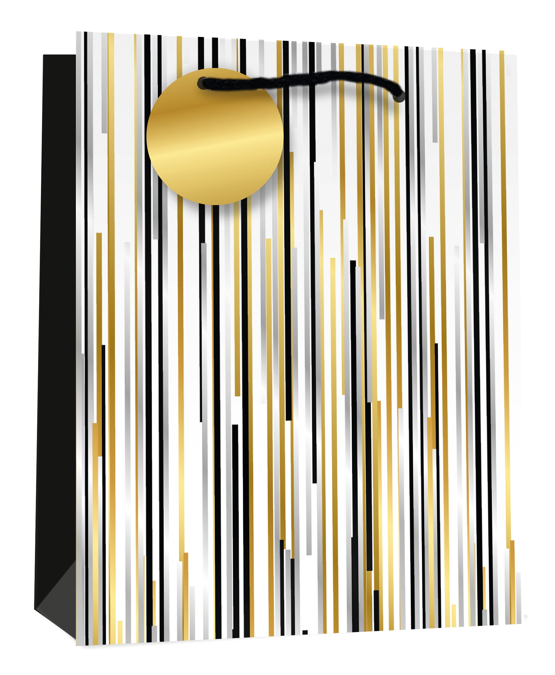 Simon Elvin Gift Bag Black/Gold Stripes Large 6pk