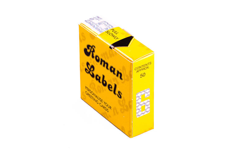 Roman Labels Silver Number 6 50pk