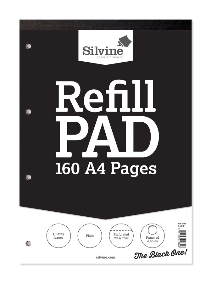 Refill Pad A4 Plain Black 80 Sheet 6pk