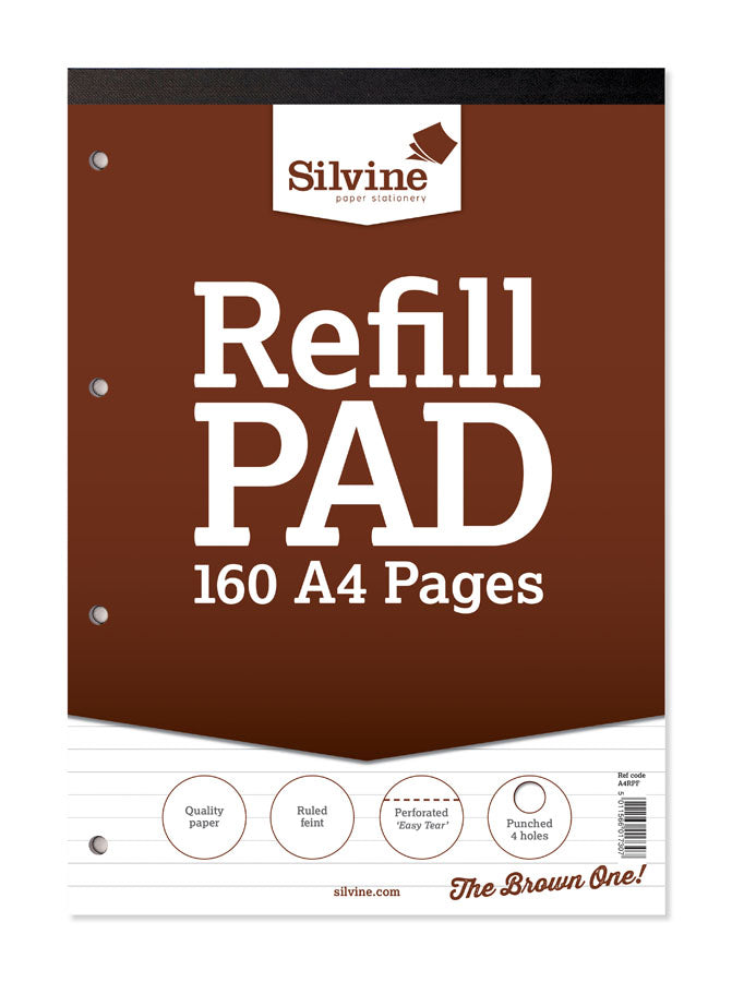 Refill Pad A4 Brown Ruled 160 Pages 6pk