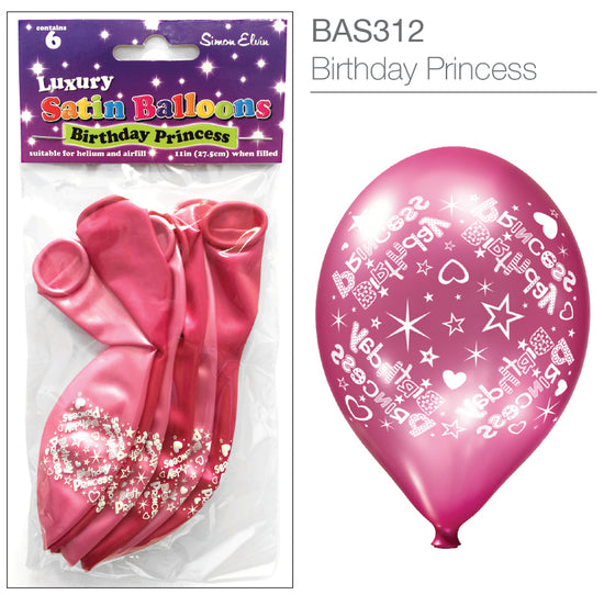 Simon Elvin Birthday Princess 11" Latex 6pk