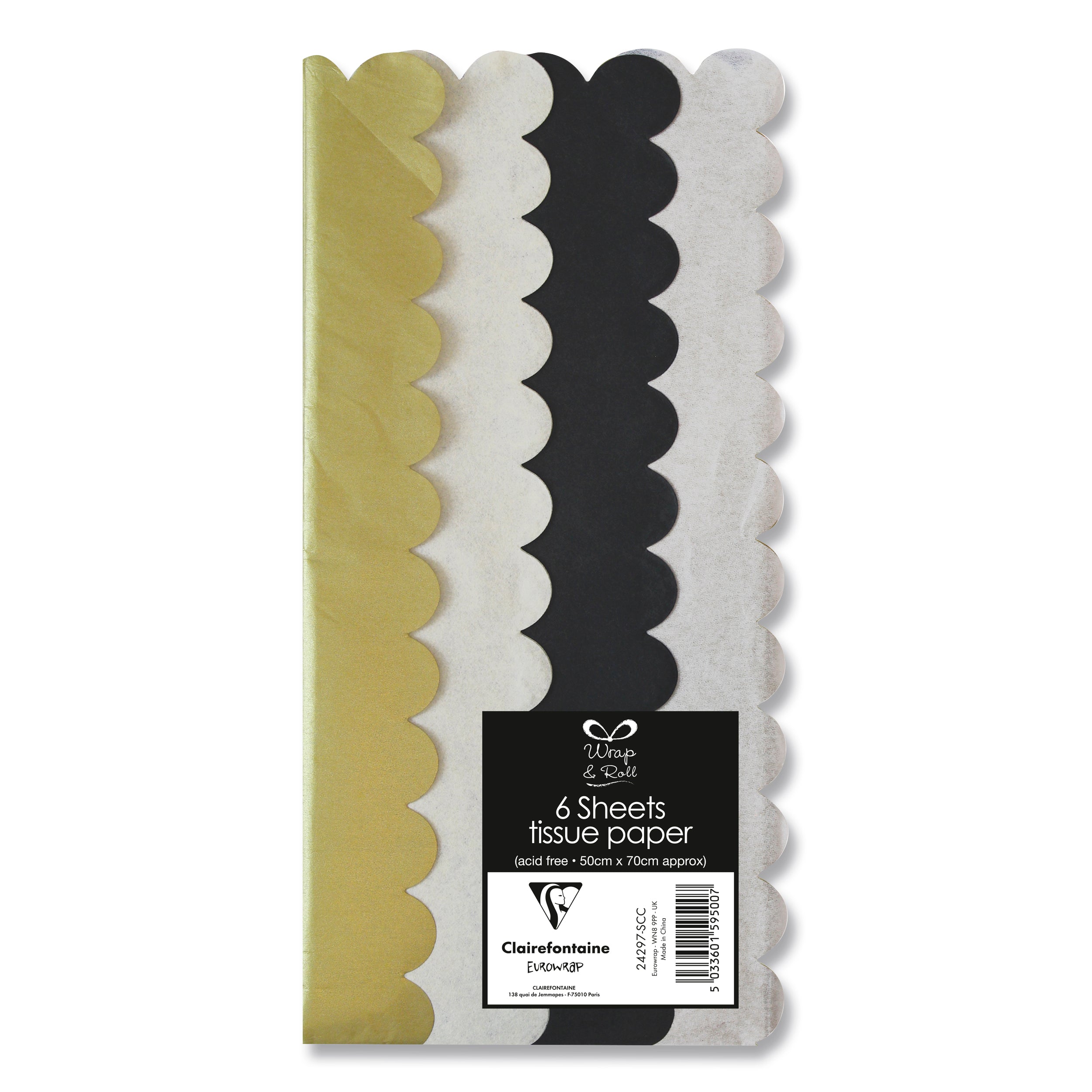 Tissue Paper Metallic Scallaped 6pk