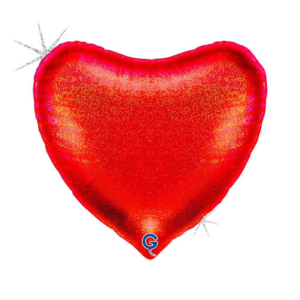 Grabo Red Glitter Holo 36" Heart Foil Balloon