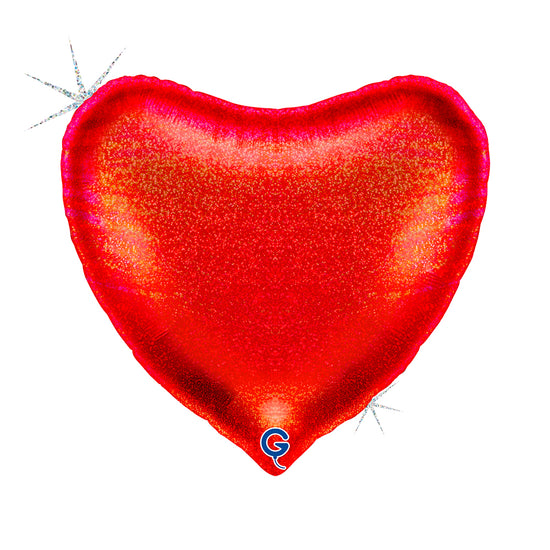 Grabo Red Glitter Holo 36" Heart Foil Balloon