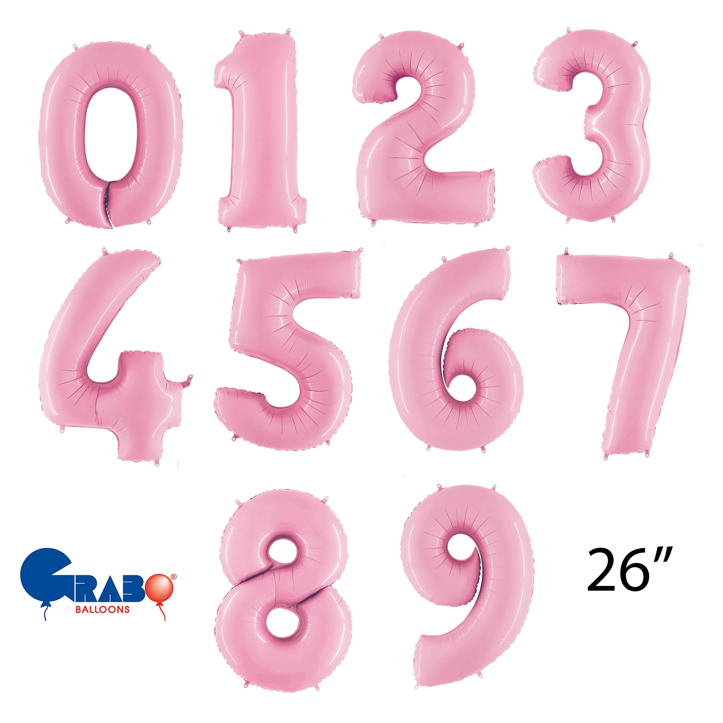Grabo Foil Balloon Pastel Pink 26" Numbers 0 - 9