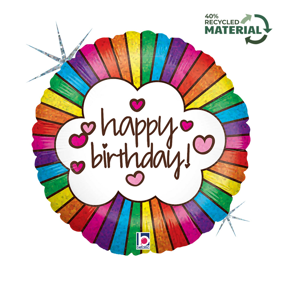 Grabo Retro Rainbow Birthday 18" Foil Balloon