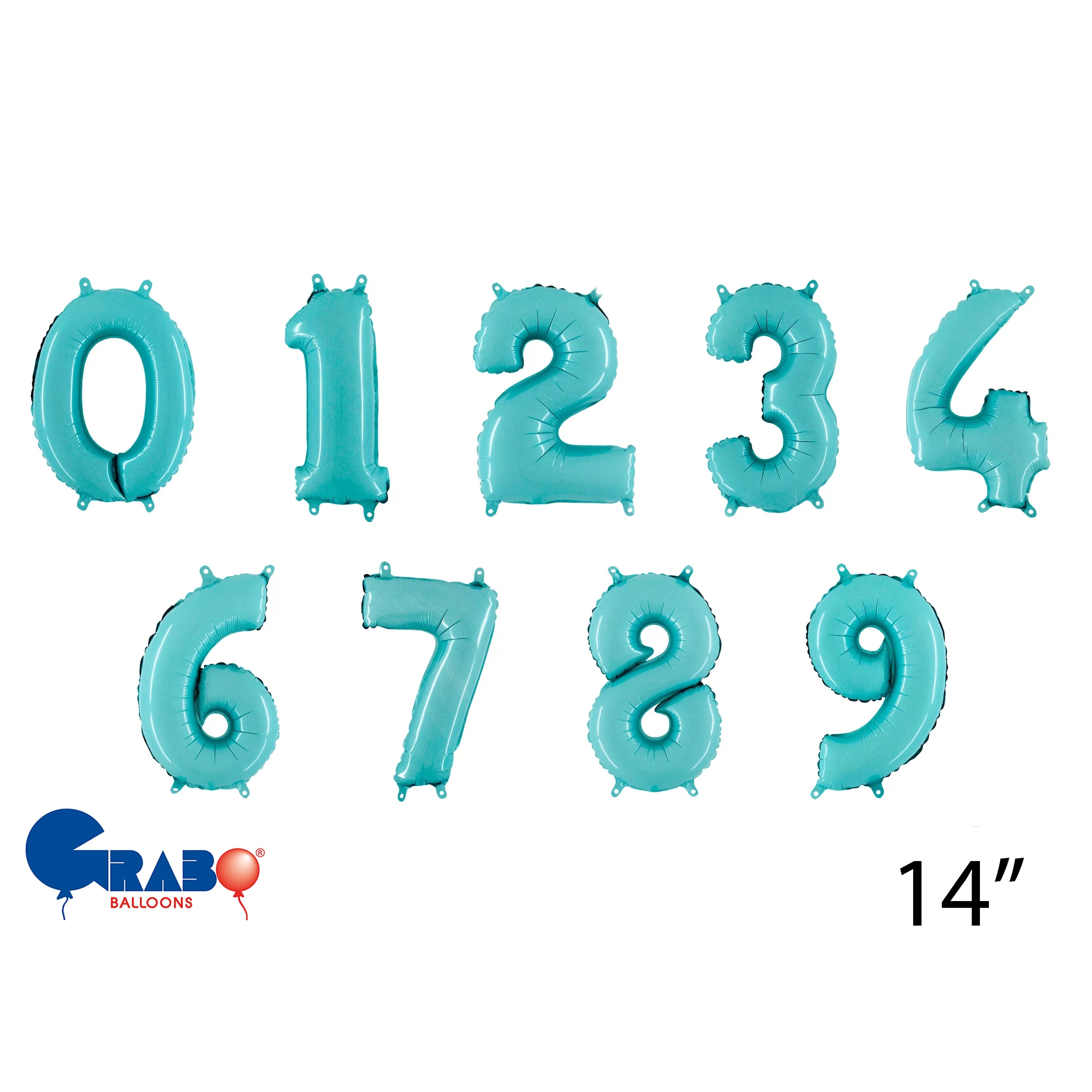 Grabo Foil Balloon Pastel Blue 14" Numbers 0 - 9