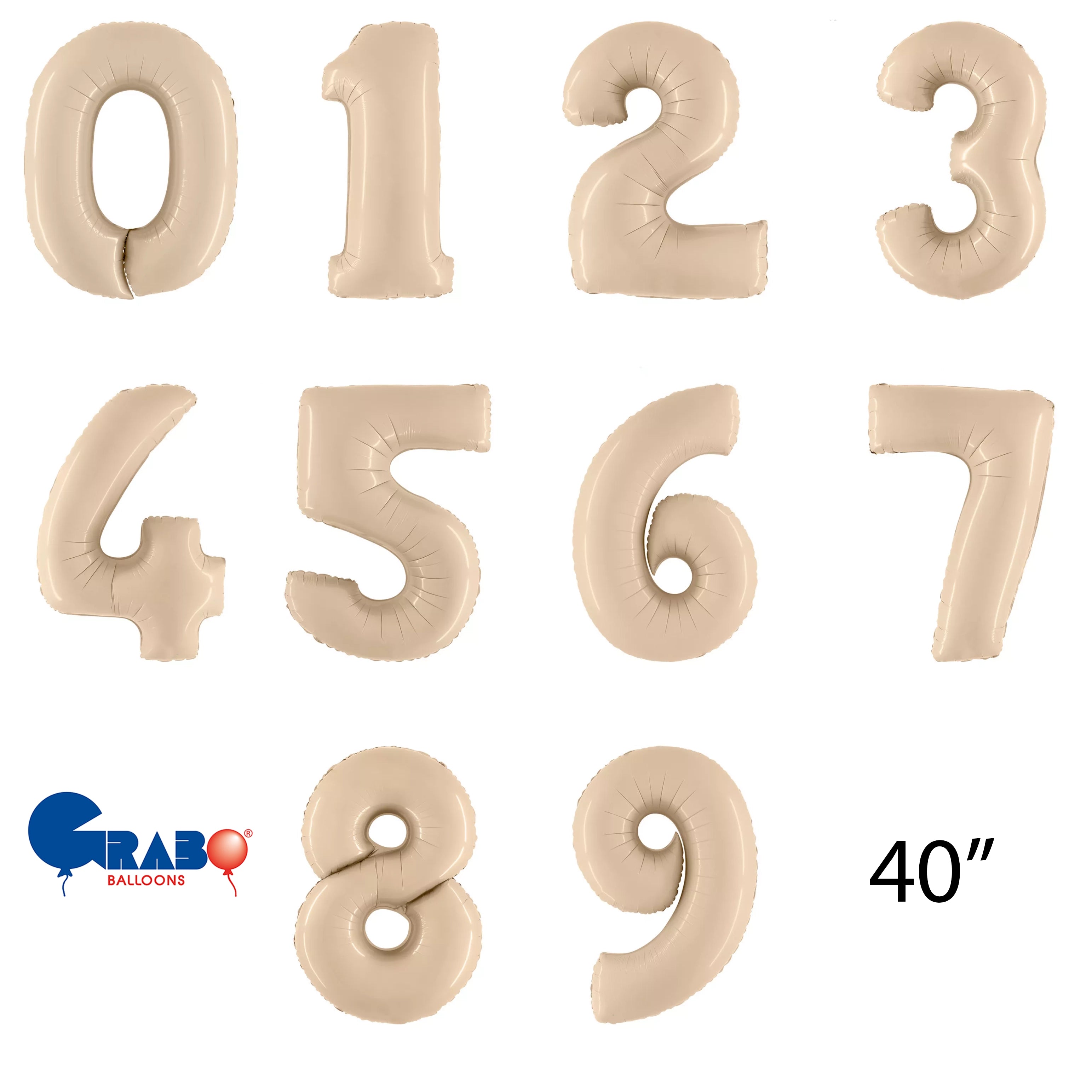 Grabo Foil Balloon Satin Cream 40" Numbers 0 - 9