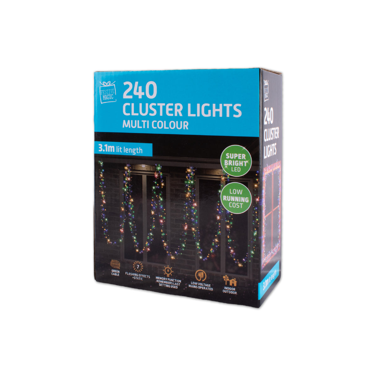 LED Cluster Lights Multicolour 240pk
