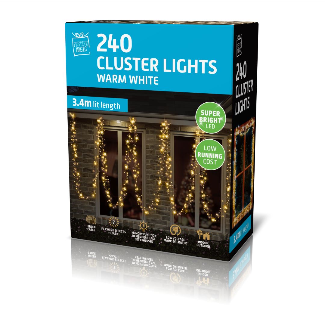 LED Cluster Lights Warm White 240pk