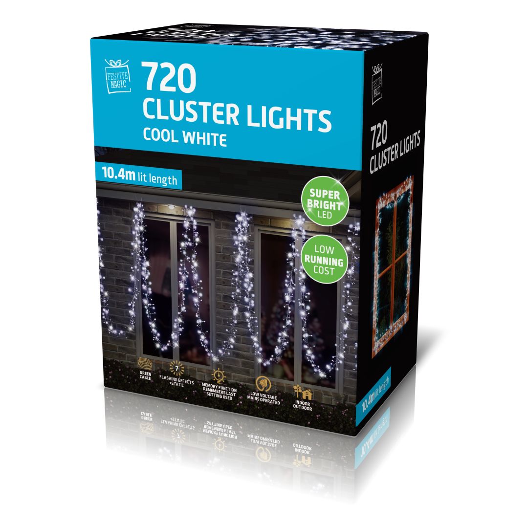 LED Cluster Lights White 720pk