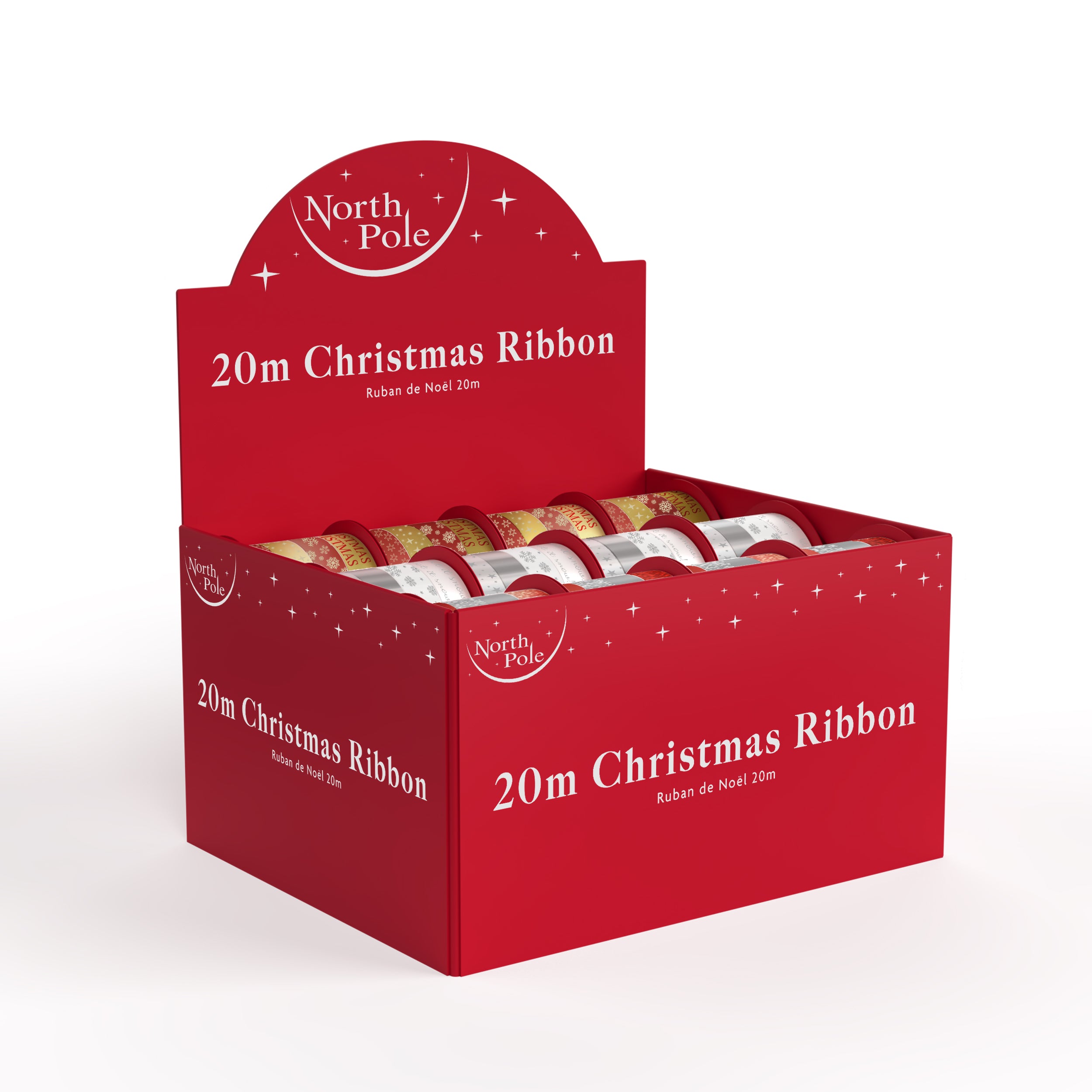 Printed Christmas Ribbon 4x5M 24pk