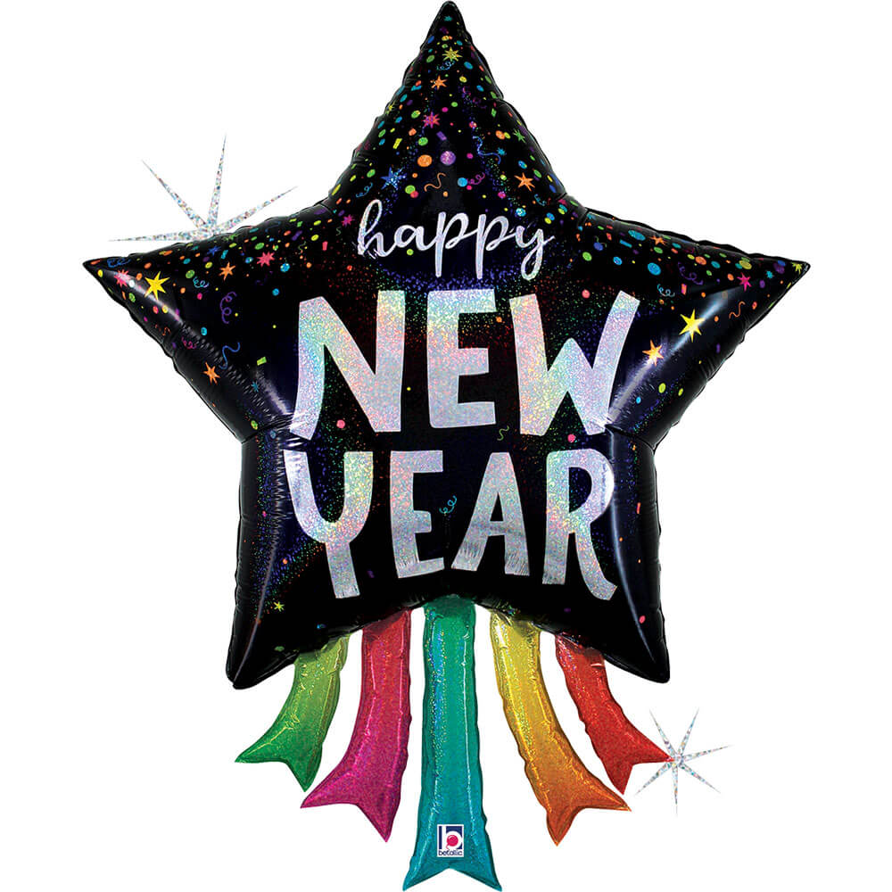 Grabo New Year Star Streamers 36" Foil Balloon