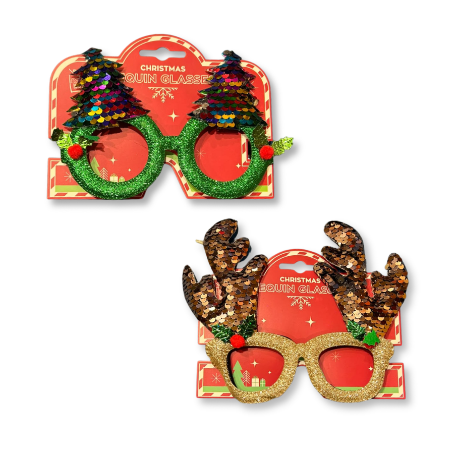Christmas Glasses With Sequins 24pk