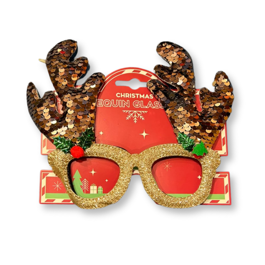 Christmas Glasses With Sequins 24pk