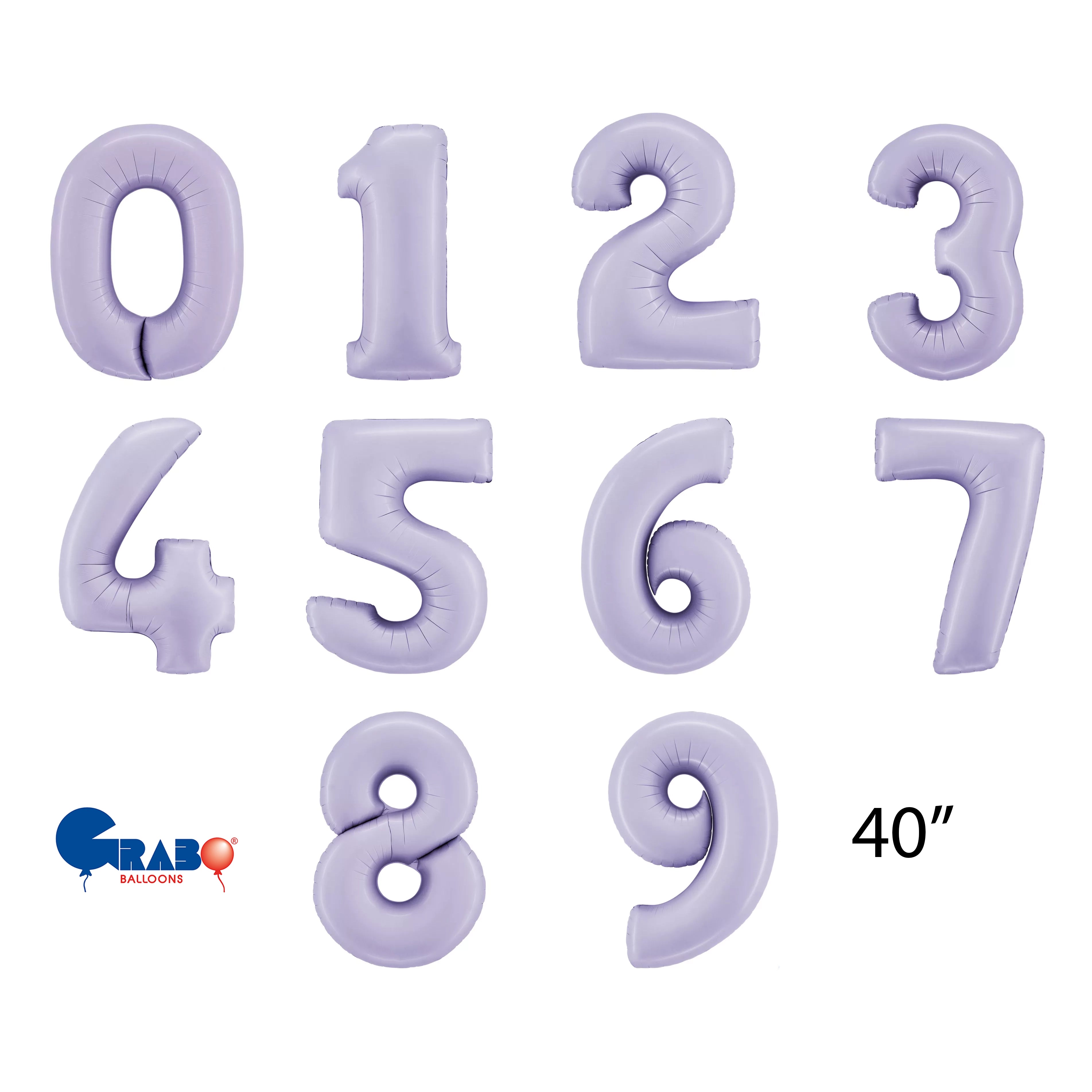 Grabo Foil Balloon Satin Lilac 40" Numbers 0 - 9