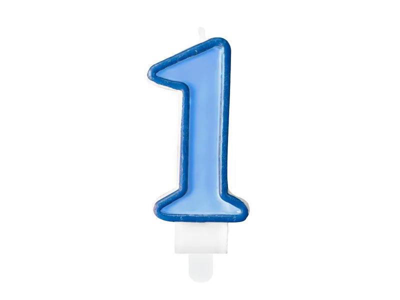 PartyDeco Party Candle Number 1 Blue 7cm