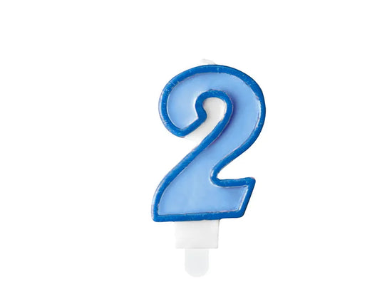 PartyDeco Party Candle Number 2 Blue 7cm
