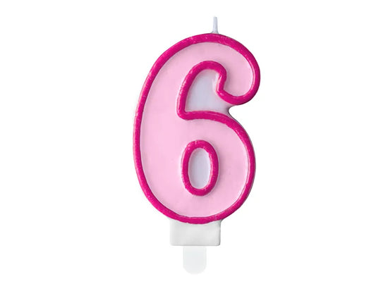 PartyDeco Party Candle Number 6 Pink 7cm