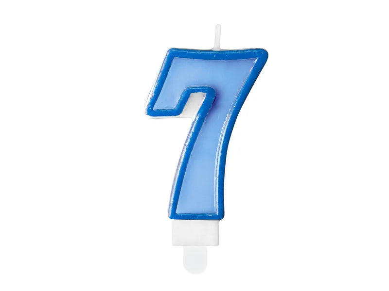 PartyDeco Party Candle Number 7 Blue 7cm