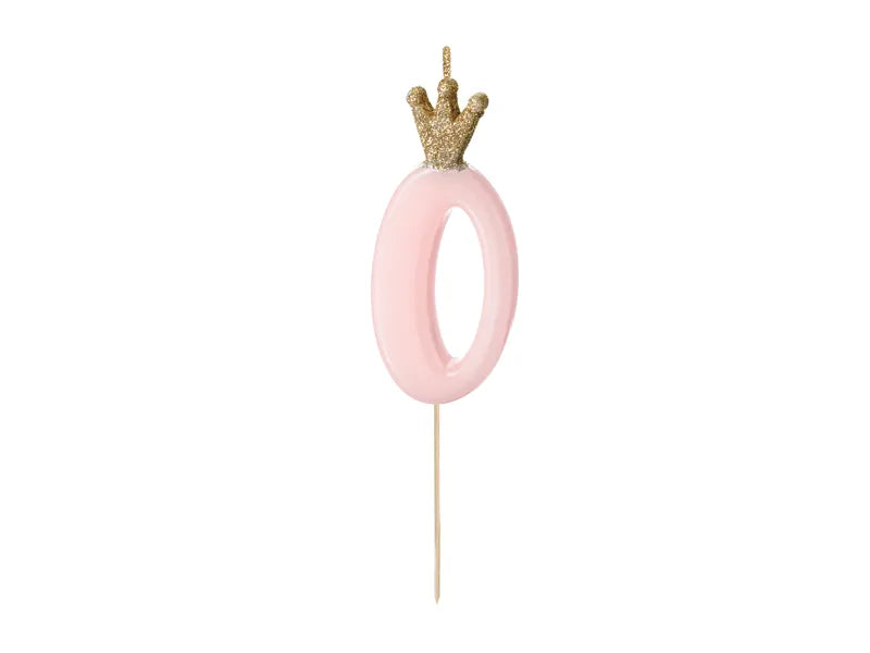PartyDeco Party Candle Number 0 Pink 9.5cm
