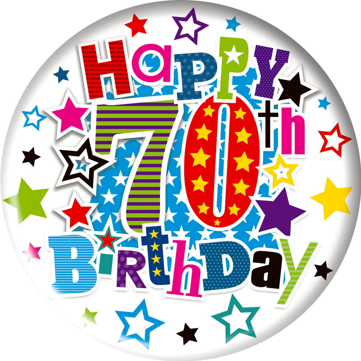 Happy 70Th Birthday Small Badges 55Mm 6Pk