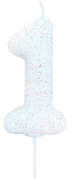 Candle Glitter White Number 1