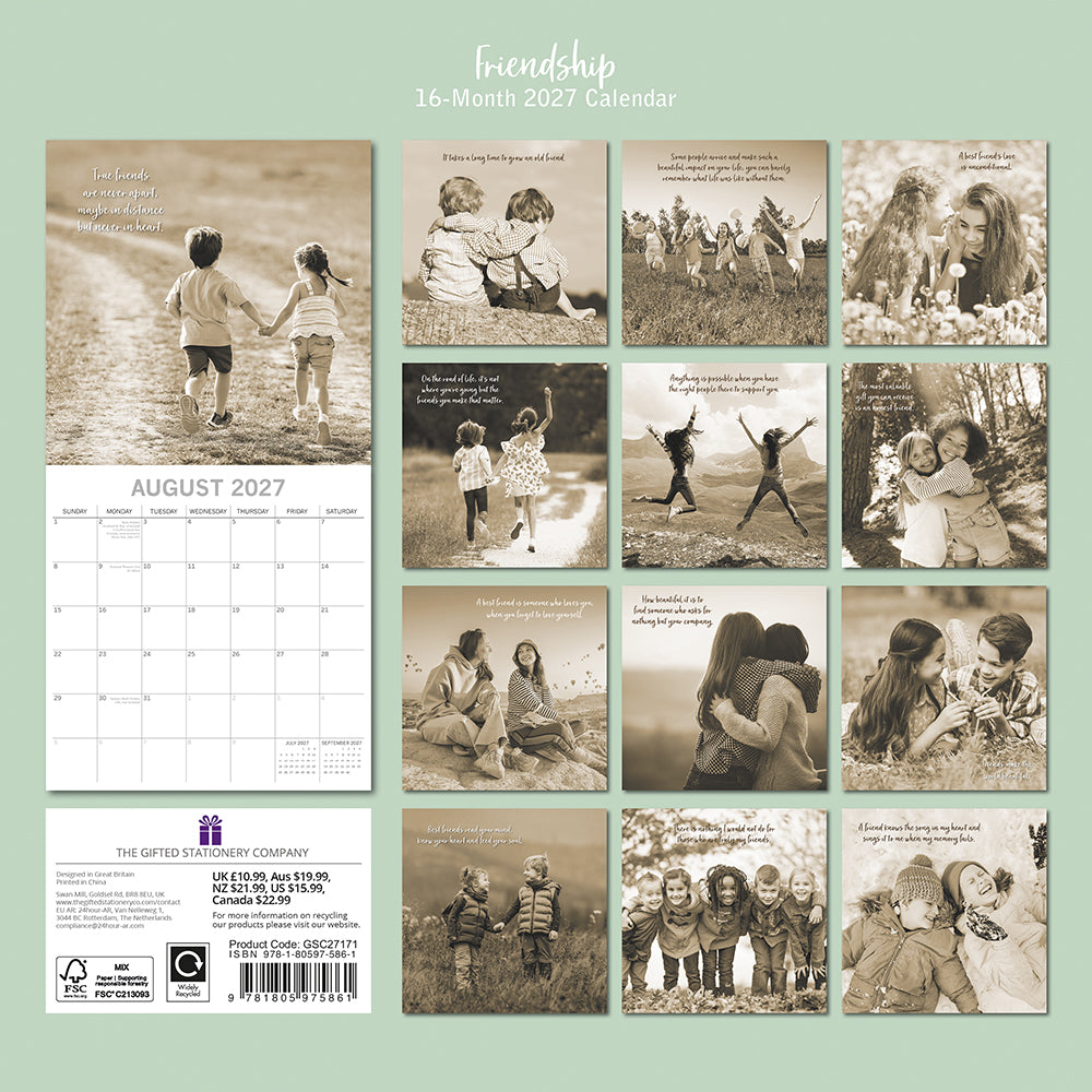 Gifted Stationery Calendar Friendship 2027
