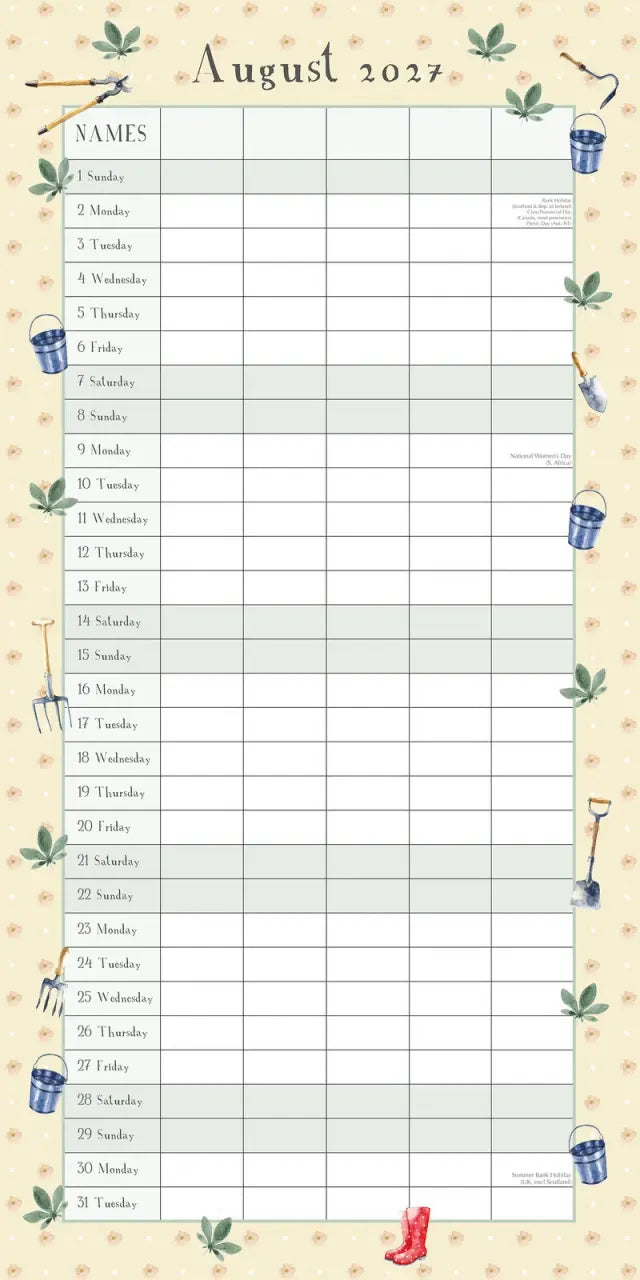 Gifted Stationery Calendar Garden Organiser 2027