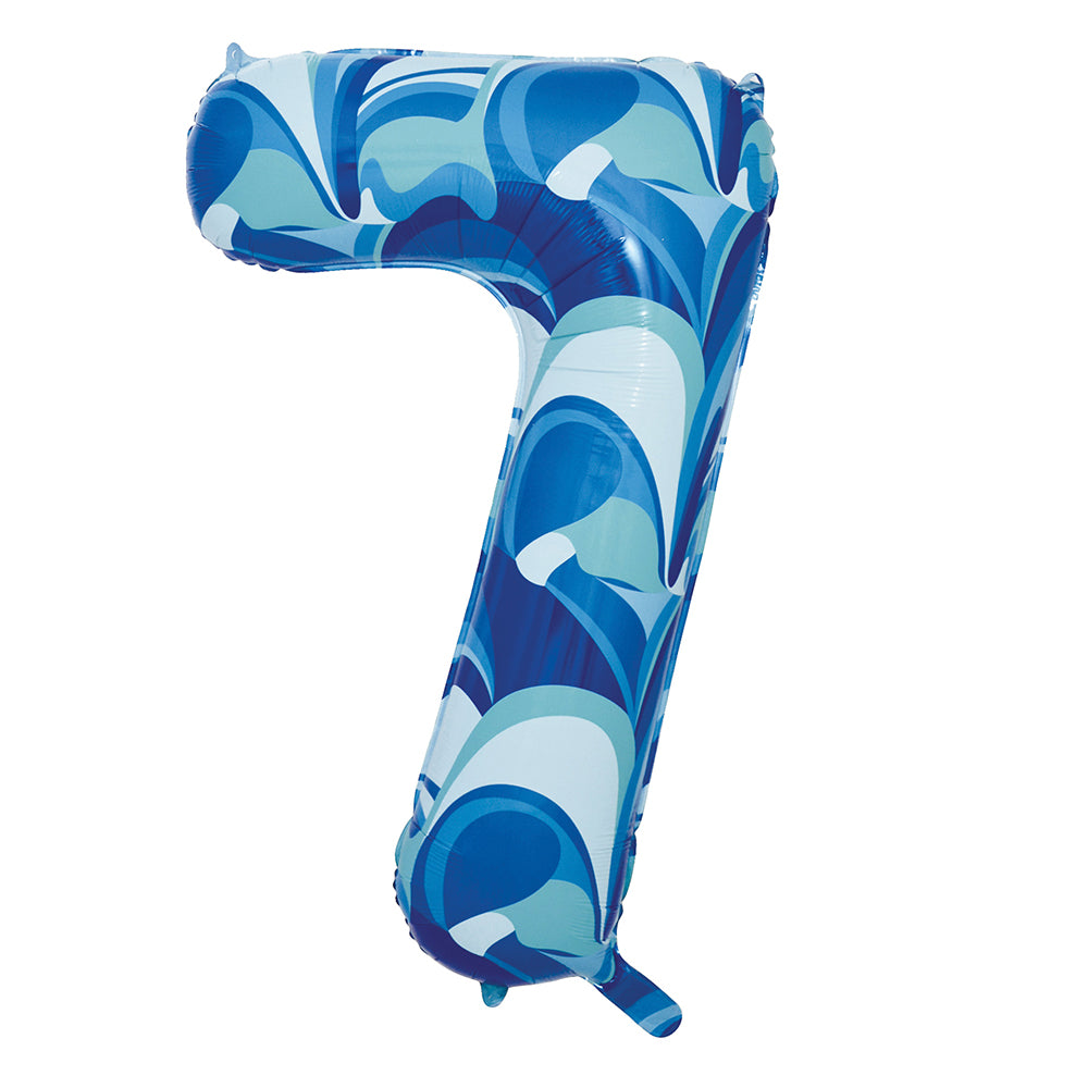 Sensations Blue Marble 34" Foil Balloon Number 7